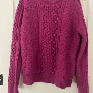 J. Crew Chunky Fuchsia Cable Knit Sweater